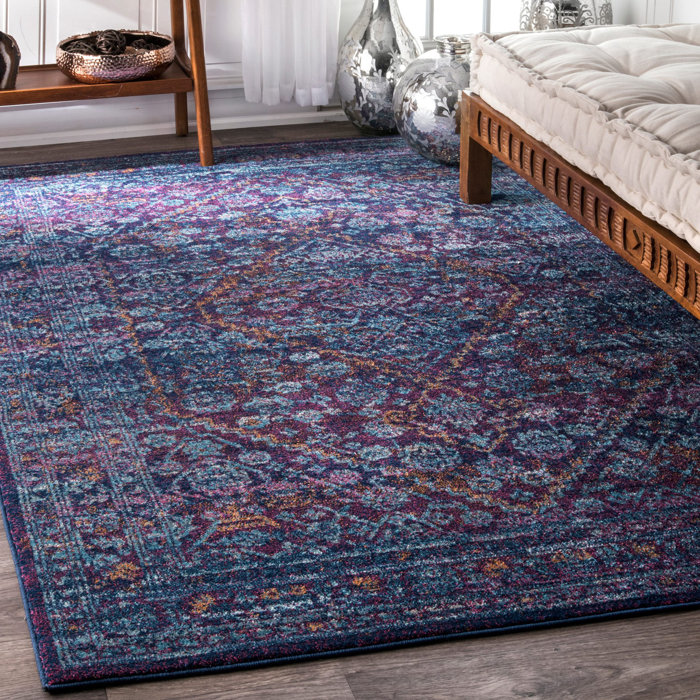 Bungalow Rose Machos Vintage Medallion Purple/ Blue Area Rug & Reviews